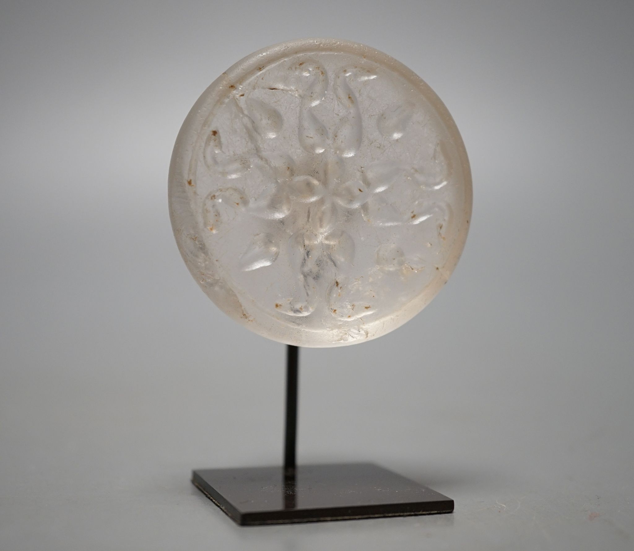A 13th/14th century Persian rock crystal seal, 5cm